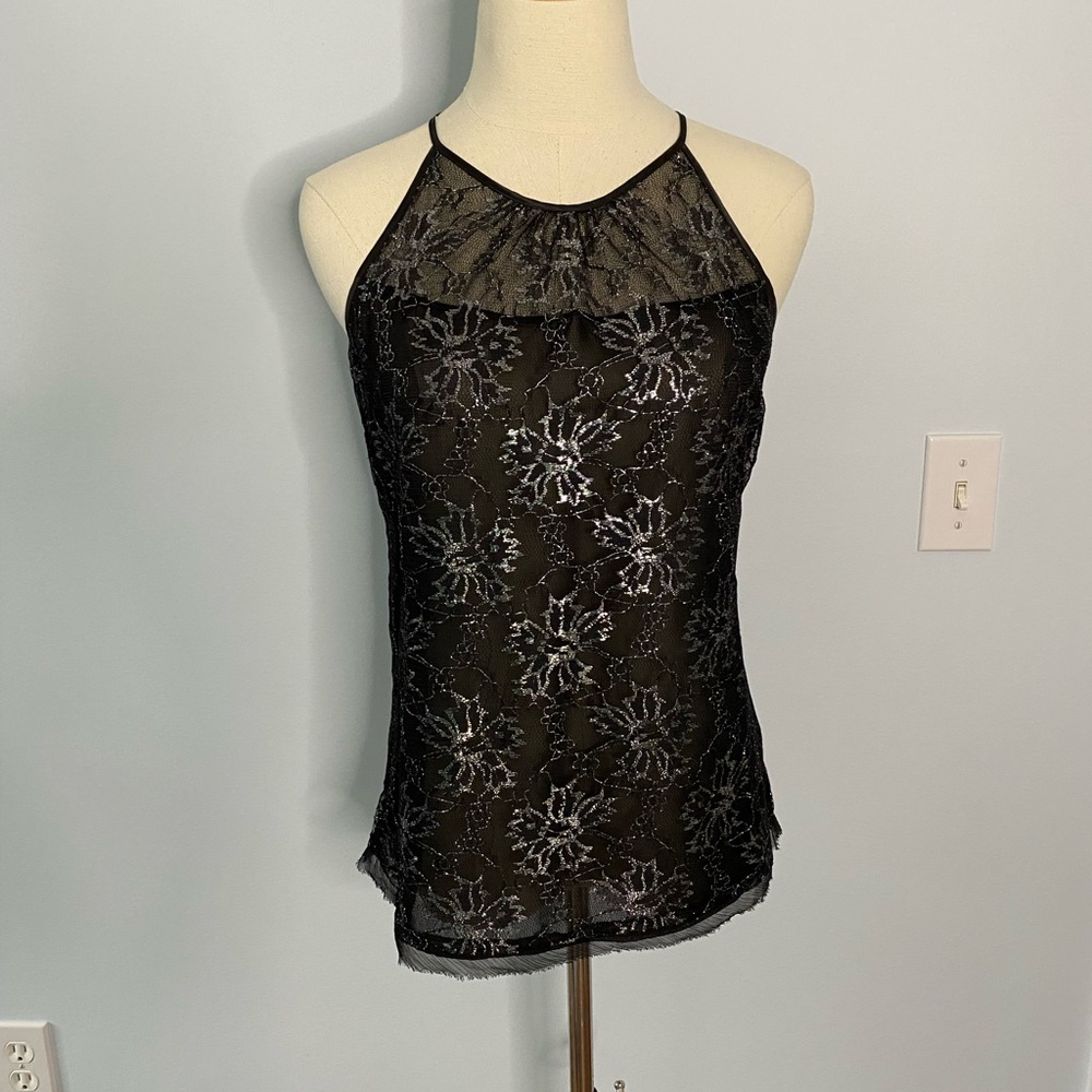 NWOT Metallic lace tank